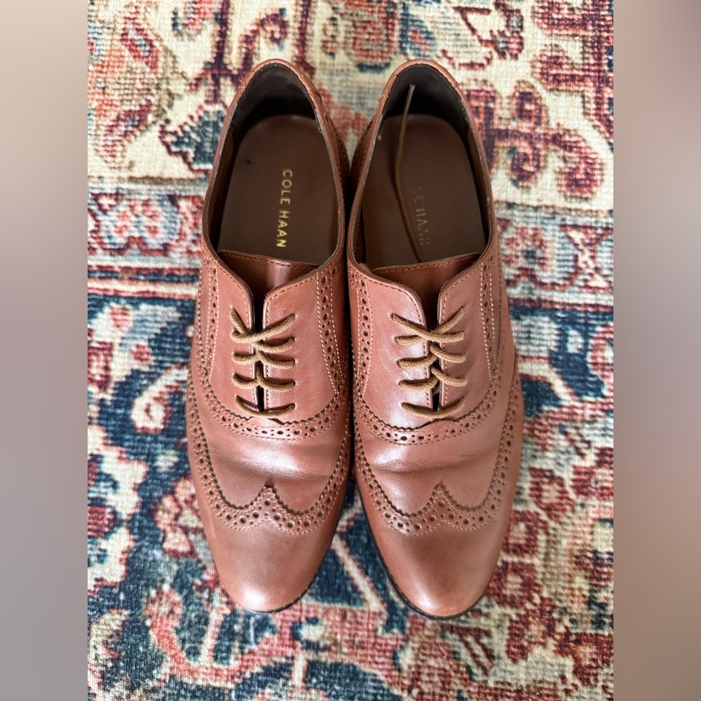 Cole Haan Women's Brown Leather Brogue Flats